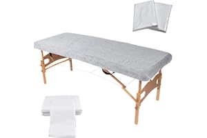 MASSAGE WAREHOUSE Massage Table Disposable Sanitary Hygiene Barrier & Protective Fitted Cover Sheets for Beauty Treatment Couch - Medical Grade + Elasticated + Skin Soft + Strong Material + Breathable (10 Pack White)