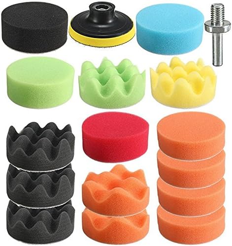 Justfund 3inch (80mm) Higher gross Polishing Pads Kit For Car Polisher with Drill Adapter Set Kit Pack of 19Pcs