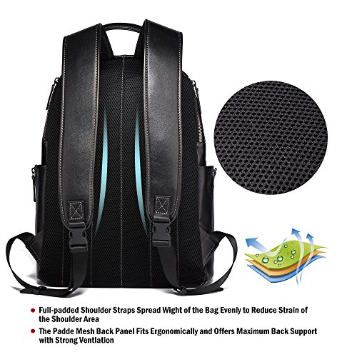 BISON DENIM 14 Zoll Laptop Rucksack Backpack Lederrucksack Schulrucksack f  r Arbeit Campus Studenten Outdoor Reisen Wandern mit Gro  er Kapazit  t  B