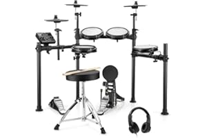 Donner DED-200 E-Drum-Sets, E-Schlagzeug mit 450 Sounds, USB-MIDI-Konnektivität, Drum Throne/Sticks/Kopfhörer/Audiokabel, Weihnachtsgeburtstagsgeschenk