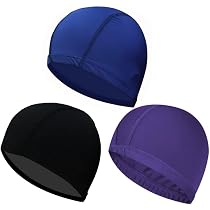 4 Pezzi Berretti Da Nuoto Unisex In Tessuto Elastici: Antiscivolo Per Piscina, Capelli Lunghi E Corti - 4