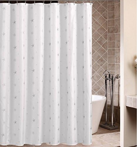 Starsglowing 180x180cm Shower curtain, Bath curtain, Bathtub curtain, Waterproof Anti-Schimmel mit 12 White Shower Curtain Rings (star)