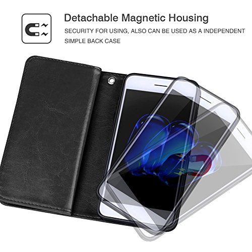 iPhone 6/6s Case,iPhone 6/6s Detachable Wallet Case,Soundmae Multi-function 2-in-1 Magnetic Separable Removable PU Leather Wallet Case Flip Cover With Credit Card Holder for iPhone 6/6s[Black]