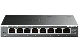 Mercusys MS108GS-M2 Switch 2.5 Gigabit 8 Port 2.5 Gbps, Ethernet, RJ45, metallhölje, plug and play, 2. NAS, 2, -server, speldator, 4K-video