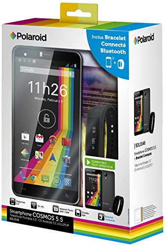 Polaroid Cosmos Smartphone d  bloqu   4G  Ecran  5 5 Pouces - 8 Go - Double SIM - Android  Noir   Bracelet connect  