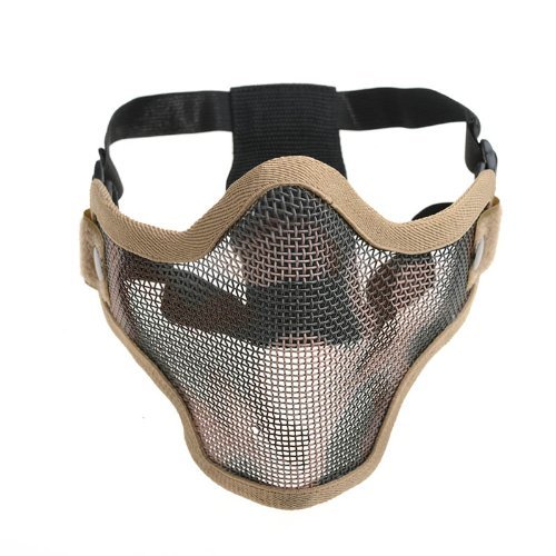 Máscara genérica protectora de media cara para los juegos tácticos Airsoft y Wargame, de malla metálica, color canela, tamaño Tamaño libre