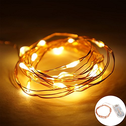 VOYOMO(TM) 4 Stück 10er LED-Lichterkette Warmweiß Weihnachtsbeleuchtung Innen Micro Draht Batterie-betrieben 3.3Ft/1M - 3