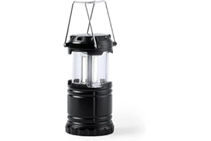 PROMO SHOP Farolillo plegable portátil de 30 luces LED - COB Apta para exterior e interior con asas para colgar Iluminación blanca ·Lámpara de alta potencia · 3 pilas AAA (No incluidas) Color Negro