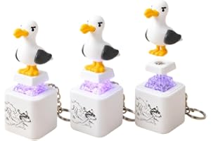 YQXCMR 3 stycken roliga mås nyckelringar nyckelkedja med ljud och ljus ASMR Sea Gull Clicker för underhållning och avkoppling, nyckeltillbehör, ryggsäck, bil