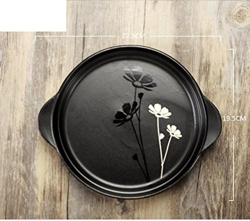 Round no openings double ear disc ceramic plates [western-style] dessert plate dessert-M