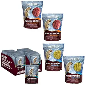 Meat Up Munchy Sticks, Mutton Flavour, Dog Treats, 400 g & Chicken Gravy Supplement, Skin+Coat- 80g, Pack of 15 & Munchy Sticks, Chicken Flavour, Dog Treats, 400 g