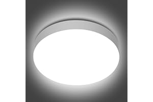genatu Plafonnier LED 19W, Plafonnier Salle de Bain IP65 Étanche 20cm Ronde, Équivalent 126W, Étanche pour Usage Humide, Lampe Plafond, Luminaire Salle de Bain Etanche, Couloir, Dressing - Rond Blanc