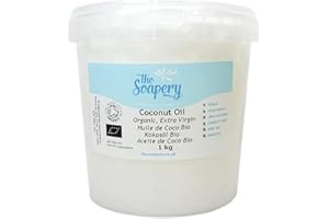 THESOAPERY Aceite de Coco Extra Virgen, 1 kg, Puro, Crudo, Certificado Orgánico, Prensado en Frío.