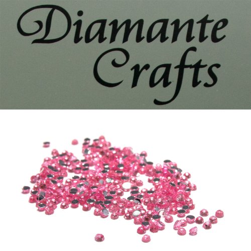 300 x 1mm Light Pink Round Diamante Loose Flat Back Rhinestone Gems - created exclusively for Diamante Crafts