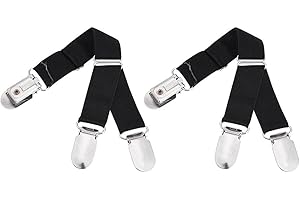 BAMBOOPACK 2 unidades/par de clips elásticos ajustables para liguero de acero inoxidable de doble vía con hebilla de pico de pato clip de tirantes para sujetar camisas soporte para corsé (negro)