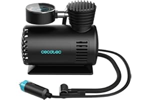 Cecotec Hinchador Eléctrico con Voltaje 12V, Compresor Aire CecoRaptor Perfect Pump. Corriente máxima 10A, Presión Máxima 250PSI, Diámetro del Cilindro 16mm, Cable 2.8m con Mechero, Manguera de Aire