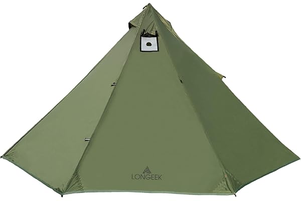 Longeek Tente de Camping 2-4 Personnes Imperméable avec Trou Poêle à Bois 4 Saisons Tipi