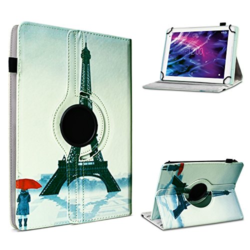 Medion Lifetab P9702 X10302 P10400 P10506 P10505 Tablet Robuste Universal Tablet Schutzhülle aus hochwertigem Kunstleder Hülle Tasche Standfunktion 360° Drehbar kombiniert Schutz und Design mit den Motiv Eifelturm Cover Case Universal von UC-Express