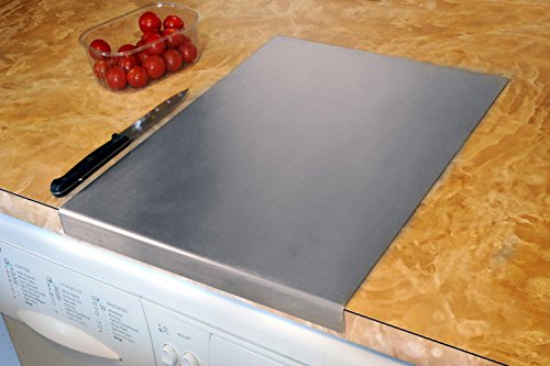 Arbeitsplatte aus Edelstahl zum Schneiden, flach oder rund, verschiedene Größen und Preise, mit rutschfesten Gummifüßen, edelstahl, silber, 500 x 500 square fold - 2