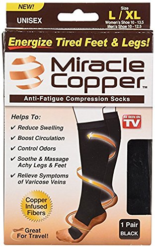 Miracle Copper Anti-Fatigue Compression Socks (Large/Extra Large) 2 packs