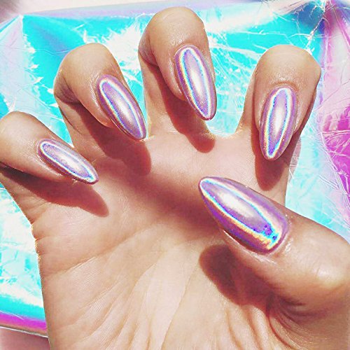 Sindy Nail Puder Magic Spiegel Holoeffekt metallic Puder Nail Art Additiv Pigment Holografische mit-Schwamm Pen 1g - 6