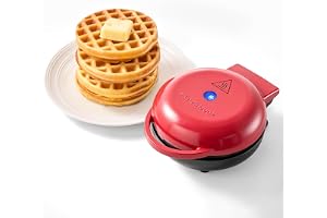 Nutricook Mini Waffle Maker 10cm Healthy Ceramic Coating for Belgian Waffles Quick Heat-Up, Compact Waffle Maker for Home, Kids, and Travel – Easy to Clean,red, 2 yrs warranty, NC-WM100R