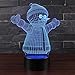 Price comparison product image 3D Schneemann Nachtlicht illusion Lamp 7 Farben LED Lampe Dekoration Licht Tisch Schreibtischlampe Touch Schalter Regenbogen Farbwechsel Weihnachtsgeschenk Kreative 3D Betrachtung für Hauptdekor / kre
