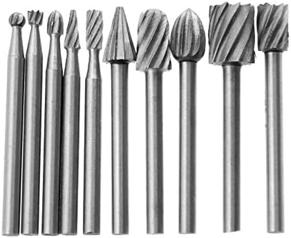 Dophee Rotary Burr Set Carving Drill Bits Set 10Pcs High-Speed Steel Rotary File Engraving Cutting Polishing Routing Drill Bits