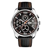 SKMEI Herren Quarzuhr Sport Watch Leder Armbanduhr Wasserdicht Datum Business Chronograph Watch