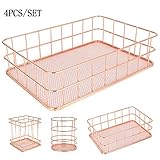 REGALO IDEAL --- Con un moderno color dorado rosa, moda, elegante y atractivo, que es un regalo sorprendente para niñas y mujeres. Cestas de almacenamiento clásicas huecas de oro rosa como una rosa floreciente en su habitación. ayudando a agregar un ambiente romántico y brindándole un hermoso disfrute.