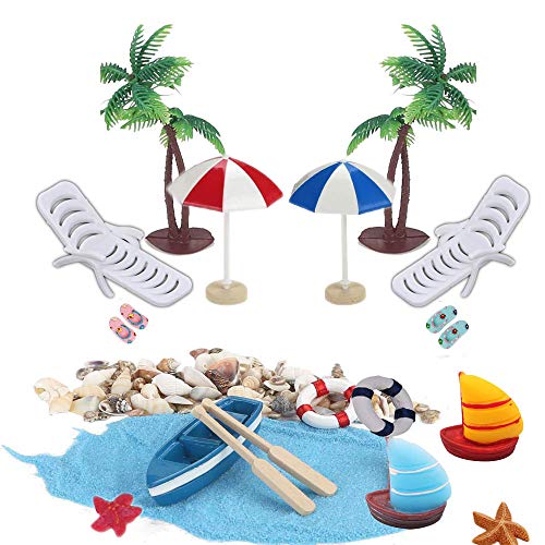 Harxin 22 Piezas de Playa Micro Paisaje Mini Sombrilla Sombrilla Palm Deco