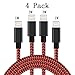 Produktbild iPhone Ladekabel Gourde® Lightning Kabel to USB Cable Black&Red 4 Pack 1M 1M 2M 3M Extra Long Charging Cord Premium Nylon Braided USB Sync Wire for Apple iPhone 7 7Plus SE 6 6s 6 Plus 6s Plus 5c 5s 5 iPad Pro Air Mini, iPod Nano Touch