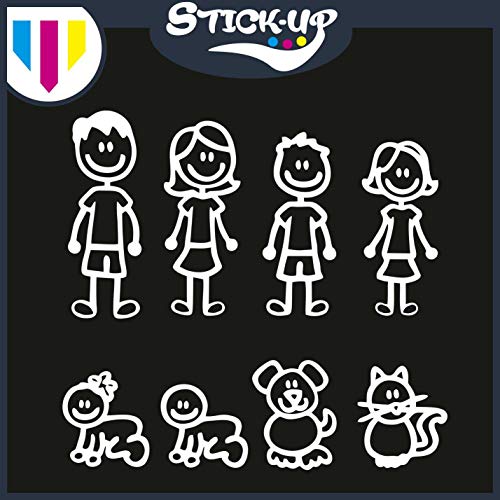 Kit 8 Pezzi Family Stickers - Gli Originali Adesivi Famiglia ON Board - Family Stickers Vetro Auto