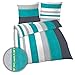 Produktbild IDO Fein Biber Bettwäsche 2tlg. Weiß Türkis 17554-616 Bettwäsche Bettbezug 80x80 cm / 135x200 cm