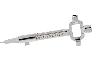 ToniTec® Architektenschlüssel Bauschlüssel multifunktional vernickelt | Universal-Schlüssel mit Messskala für Zylinderlängen | lange Ausführung