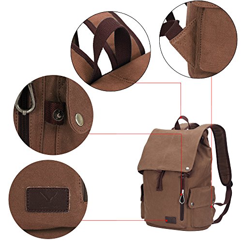 Veevan Damen Herren Retro Canvas Laptop Rucksack 15,6 - 6
