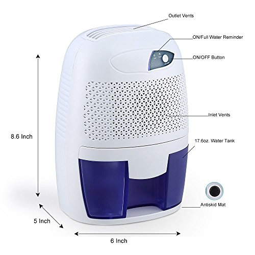 Oxygentle Mini Luftentfeuchter Elektrisch Elektrischer Raumentfeuchter mit 500ml Wassertank (250ml/24hrs) - 3