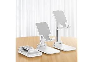 RAPECOTT Verstellbare Handyhalterung, Handyhalterung Tisch, Telefon Halterung, Telefon Stand, Handyhalter für Tisch, Faltbarer Schreibtisch Ständer, Handyhalter Smartphone Tisch, Tablet Halter (Weiß)