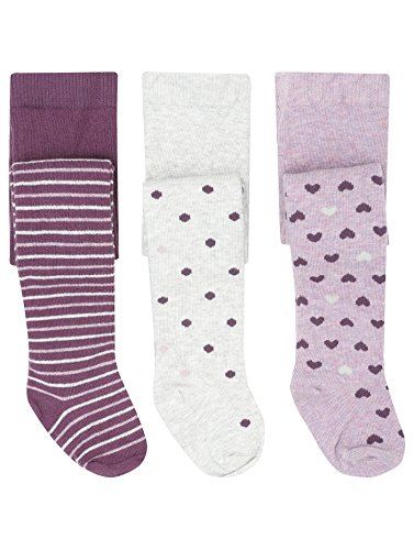 M&Co Baby Girl 100% Cotton Spot Stripe And Love Heart Pattern Tights - 3 Pack Multicolour 6/12 Mnths