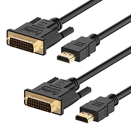 HDMI auf DVI Kabel, Rankie 2-Pack 1.8m CL3 Bewertet High Speed Bidirektionale HDMI-DVI Kabel HDTV Cable (Schwarz) - R1107D