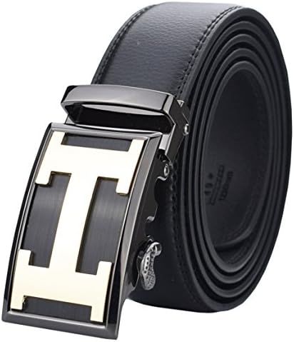 QISHI YUHUA PD Mens Casual Business Leather Belts Ratchet Belts