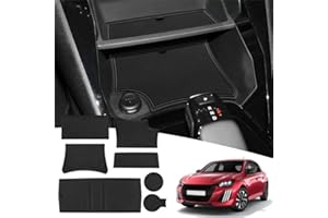 MARCHFA Alfombrillas de Goma para 208 2008 E208 E2008 2020 2021 2022 2023 2024 2025 Antipolvo Antideslizante Puerta Interior, Soporte para Bebidas, Ranura de Puerta (Negro)