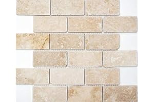 MOSANI Carreaux de mosaïque en travertin MOS43-1202 - Pour mur et sol - Beige - Aspect brique - Receveur de douche