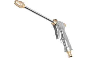 DERASL Full Brass Nozzle Garden Hose Spray Gun - 4 Watering Patterns, High-Pressure, Ideal for Plant Care, Cleaning, Car Wash, and Pet Showering