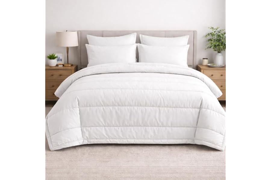Relax Collection Comforter 5 Piece Set Plain (White, King XL)