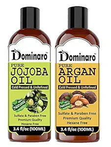 Dominaro 100 % Pure & Natural Jojoba Oil & Argan Oil (Combo Pack Of 2 Bottle ) 200 ml Hair Oil (200 ml)