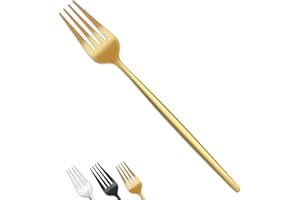 Bestdin Juego de 12 tenedores de acero inoxidable de 20 cm (8 pulgadas), tenedores de color oro mate, tenedores de mesa, tenedores para cubiertos, aptos para casa/restaurantes/fiestas, apto para