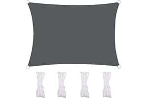 MEEYI Sonnensegel Rechteckig Wasserdicht 4X7m Sonnentuch Schattensegel 95% Beschattung UV Schutz Wetterschutz Wasserabweisend Windschutz & Tear Resistant Für Garten Terrasse Schwimmbad, Dunkelgrau