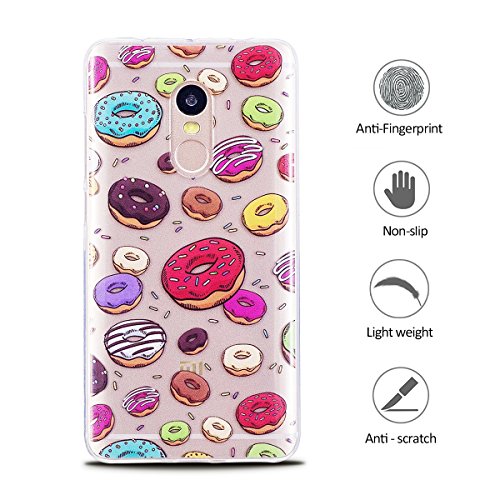 Funda Xiaomi Redmi Note 4   E-Lush Suave Silicona TPU Carcasa Ultra Delgado C  scara Clear Flexible Gel Parachoques Goma Mate Transparente Case Cover Pintura del impresi  n Elegante Bumper Premium y Creativo Carcasa Trasera Amortigua Golpes Protectiva Caso para Redmi Note 4 Smartphone Anti-Rasgu  o y Resistente Tapa - Donuts