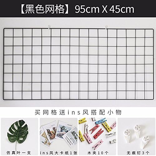 Grid Photo Wall Steel Wire Girls Rooms Decorative Home Photo Wall Clip Iron, Black ,95*45Cm Grid